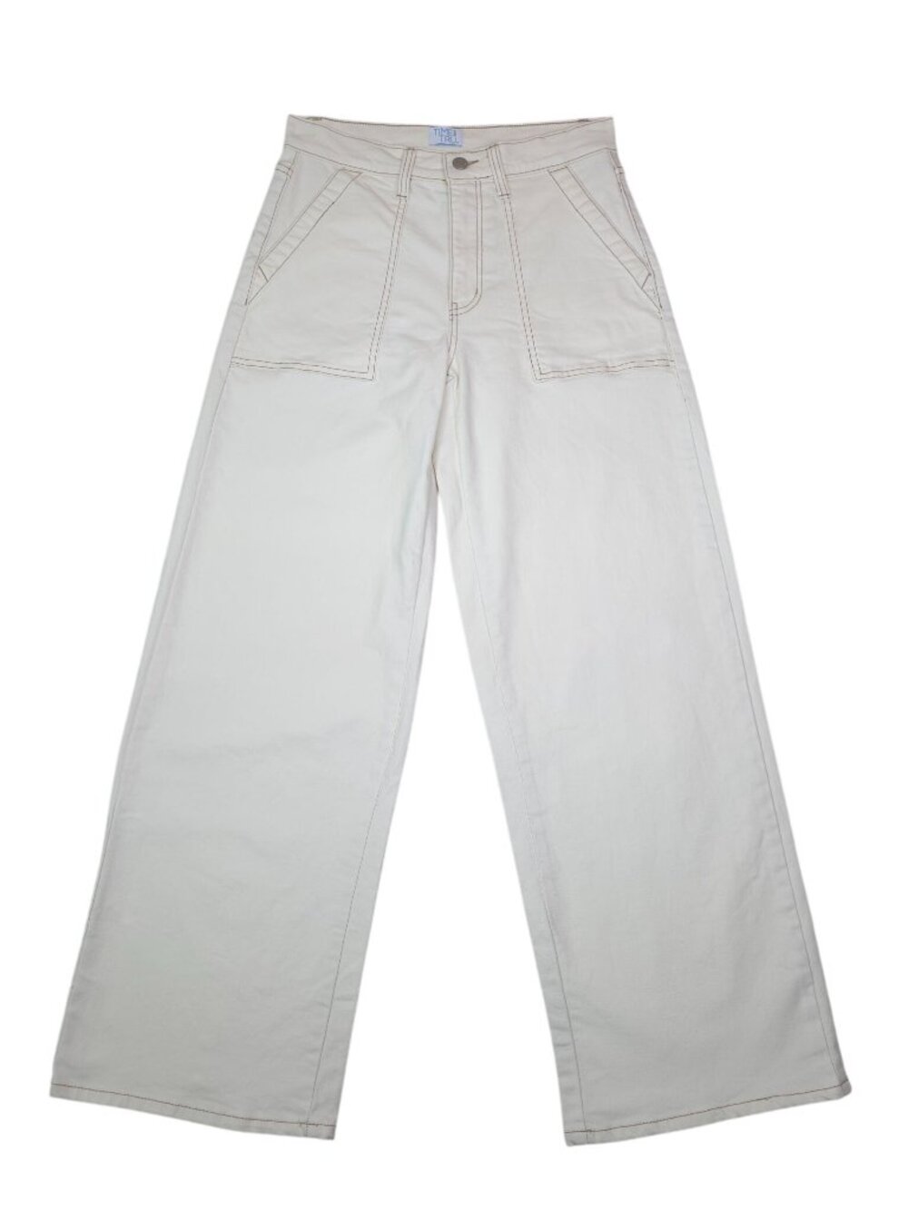 Time And Tru High-Waisted Wide-Leg Jeans Pants Size 4 White Cotton-Blend Womens